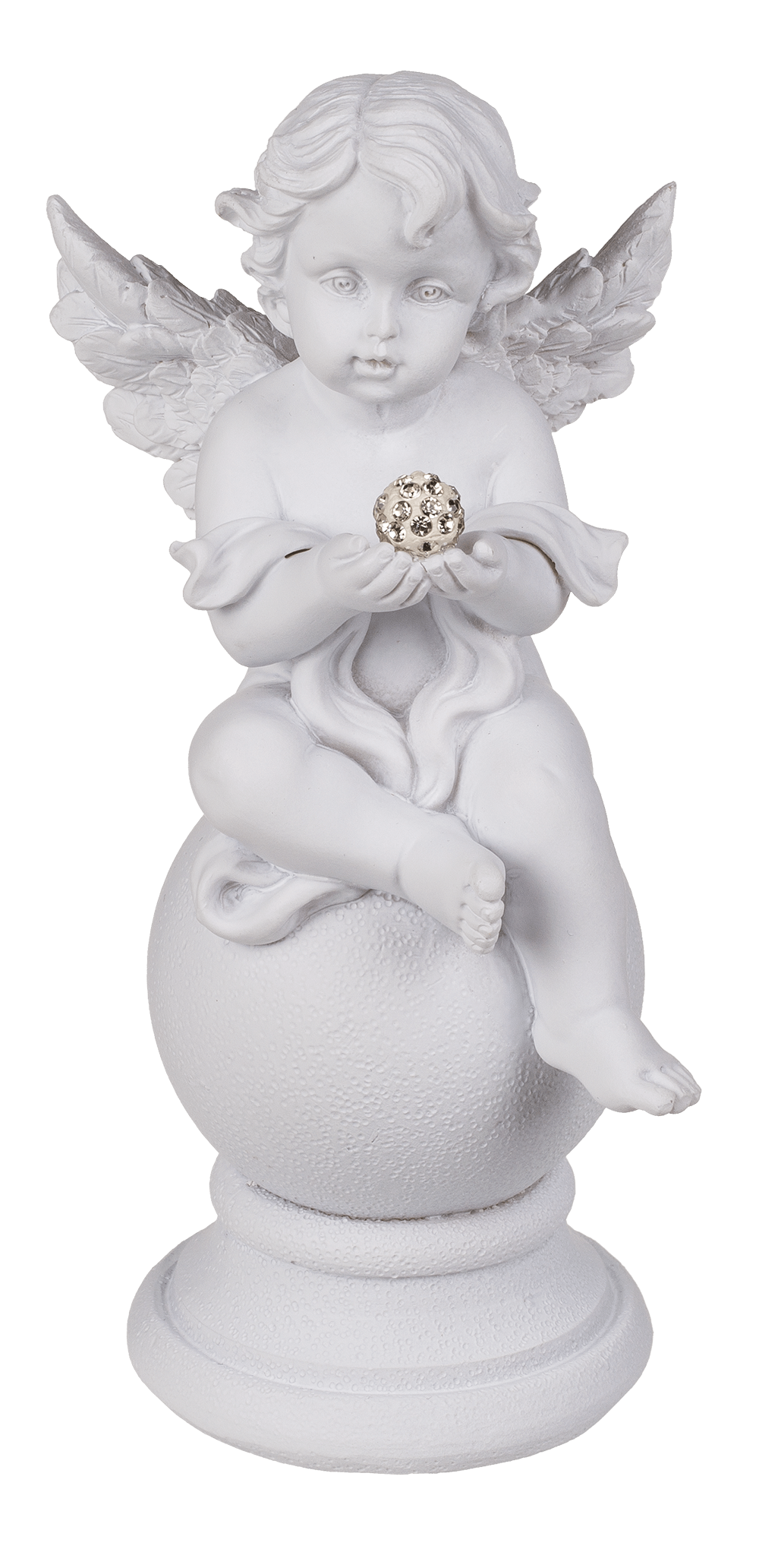 Sitting Polyresin Angel with Crystal Deco on