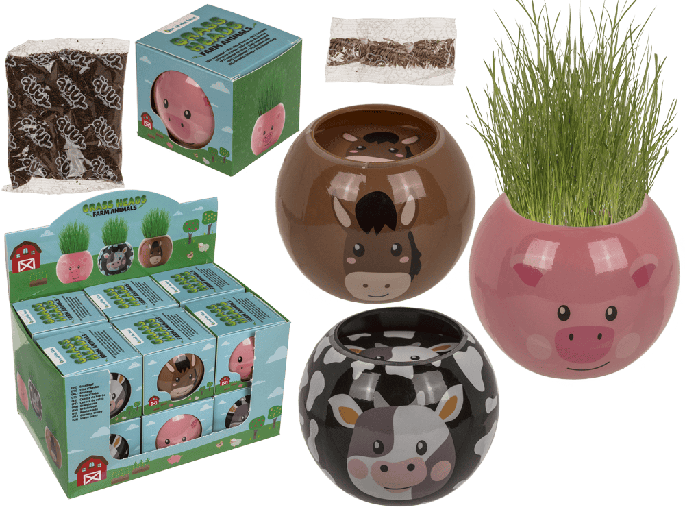 Grass head, farm animals, 6,5 cm,