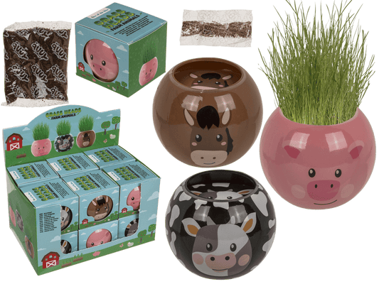 Grass head, farm animals, 6,5 cm,