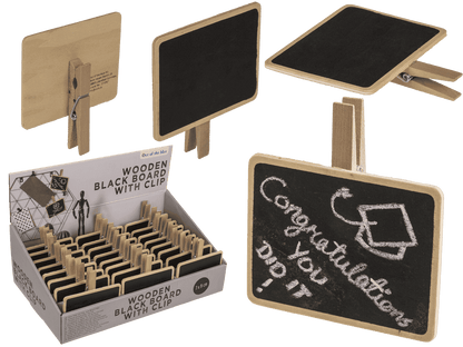 Holz-Tafel mit Clip, zum Beschriften,
