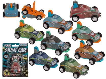 Mini stunt car with pull back, approx. 8 cm,