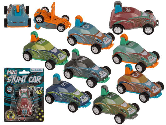 Mini stunt car with pull back, approx. 8 cm,