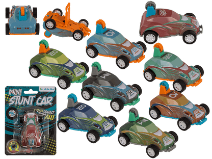 Mini stunt car with pull back, approx. 8 cm,