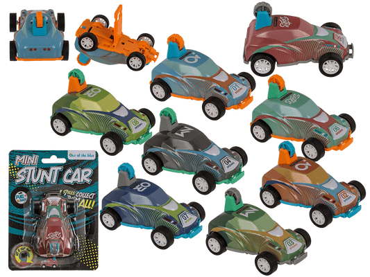Mini stunt car with pull back, approx. 8 cm,