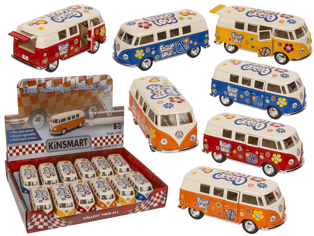 Metal model car with pull back, VW T1 Bus 1962 -,