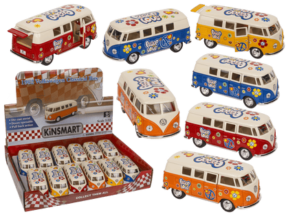 Metal model car with pull back, VW T1 Bus 1962 -,