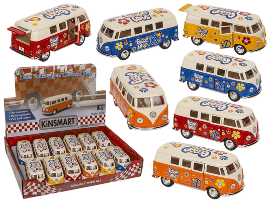 Metal model car with pull back, VW T1 Bus 1962 -,
