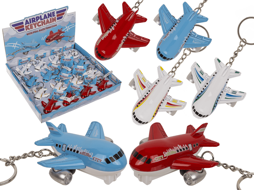 Metal Keyring, Airplane with Pull back
