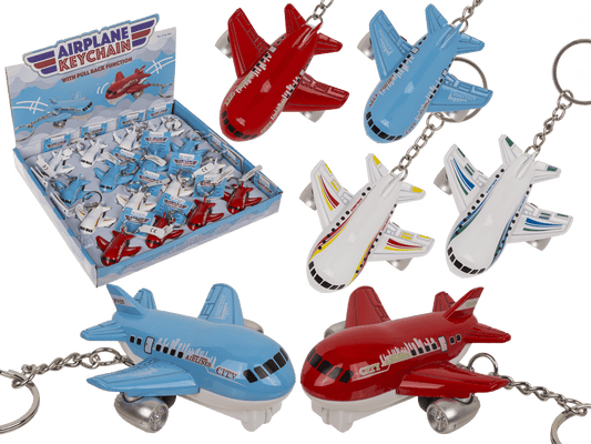 Metal Keyring, Airplane with Pull back