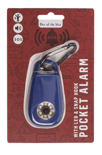 Pocket alarm with LED & snap hook,