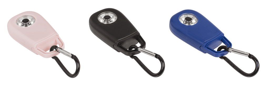 Pocket alarm with LED & snap hook,