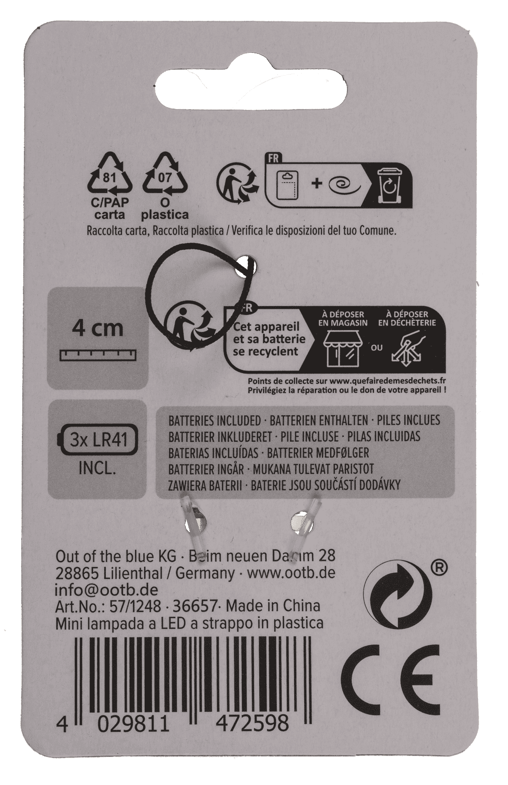 Mini LED pushing lamp, ca. 5 cm, 3 colours ass.,