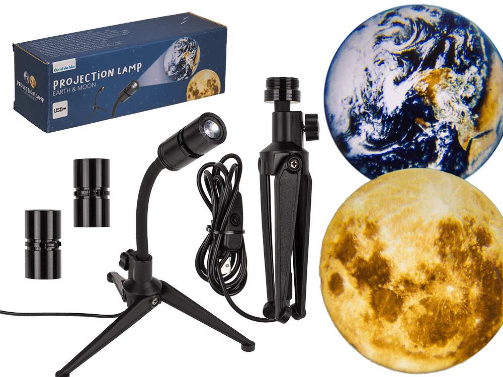 Projection lamp, Earth & Moon, alu + ABS material,