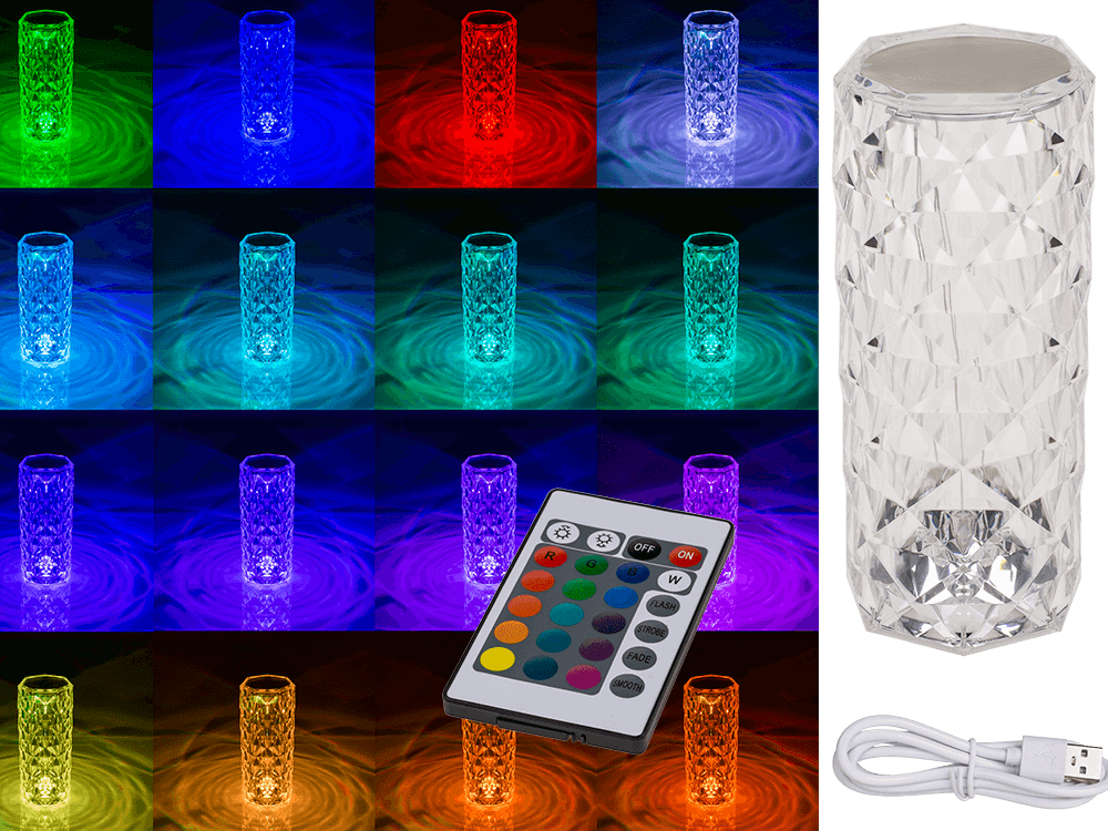 Crystal Lamp, ca. 21 x 9 cm, with colour changing