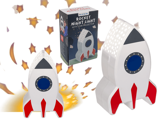 Night light with star projector, rocket,