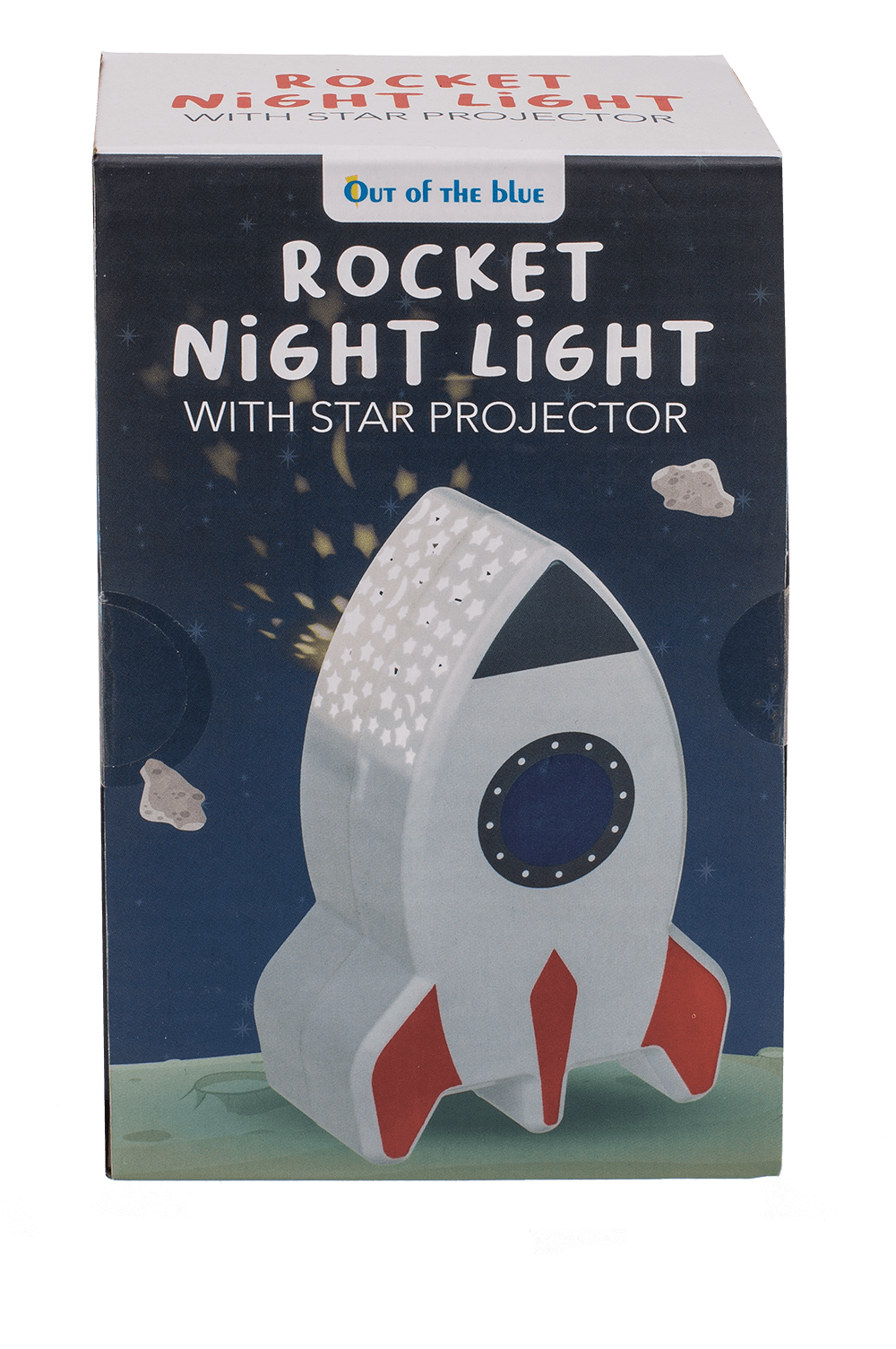 Night light with star projector, rocket,