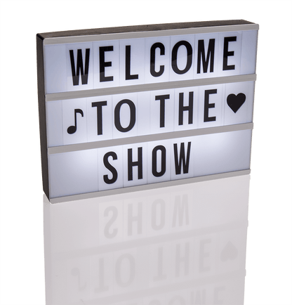 Illuminated plastic display board with 84 letters,