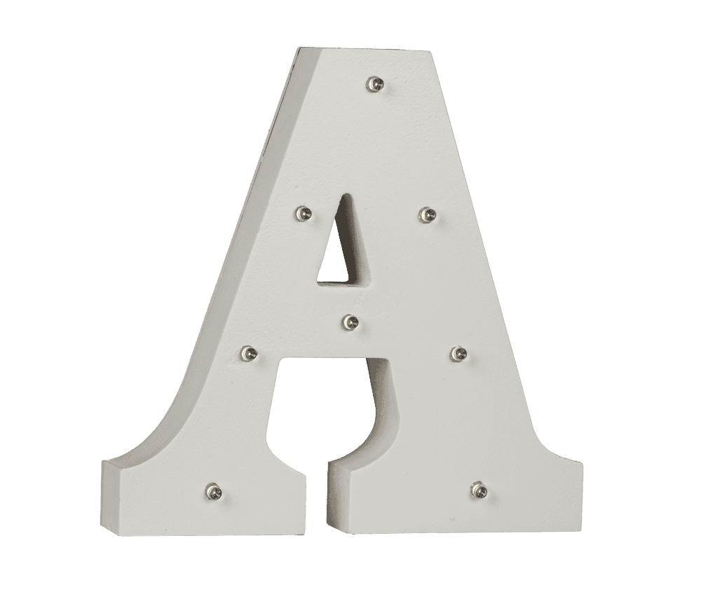 Illuminated wooden letter A, with 8 LED,