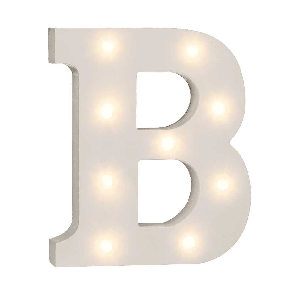 Illuminated wooden letter B, with 9 LED,