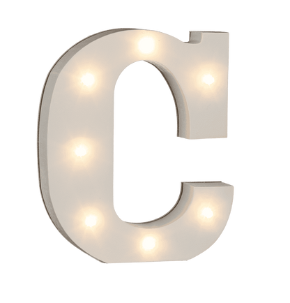 Illuminated wooden letter C, with 7 LED,