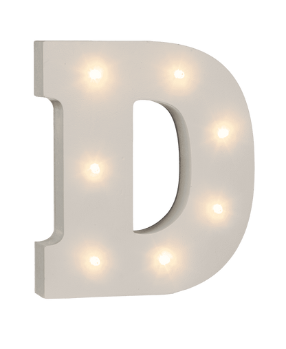 Illuminated wooden letter D, with 7 LED,
