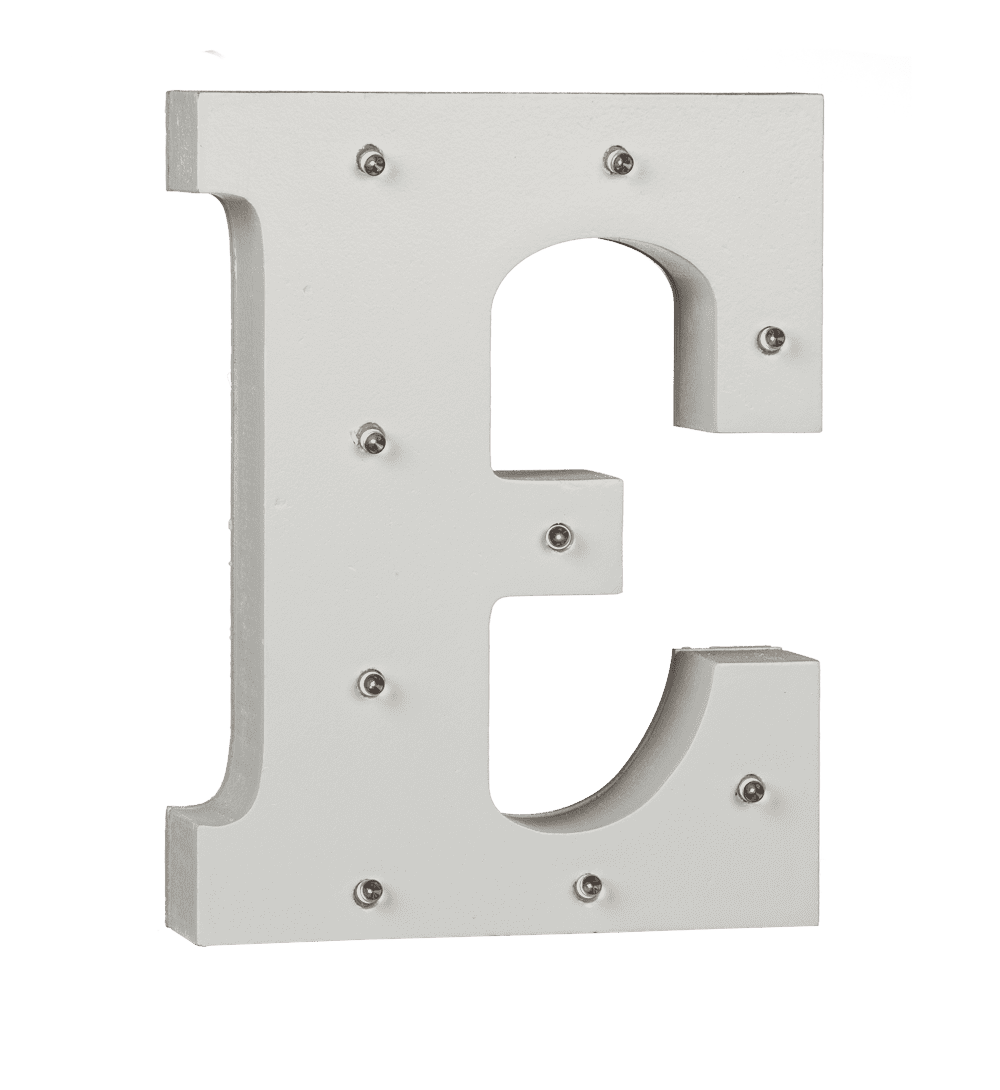 Illuminated wooden letter E, with 8 LED,