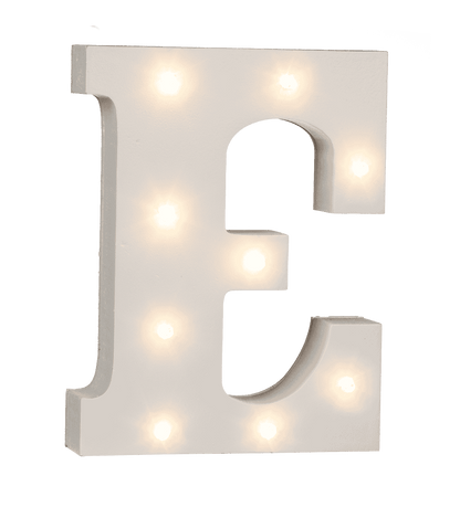 Illuminated wooden letter E, with 8 LED,