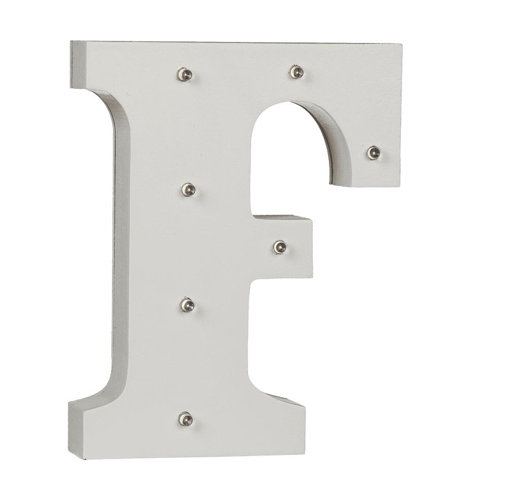 Illuminated wooden letter F, with 7 LED,
