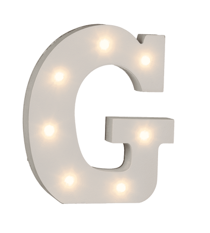 Illuminated wooden letter G, with 7 LED,