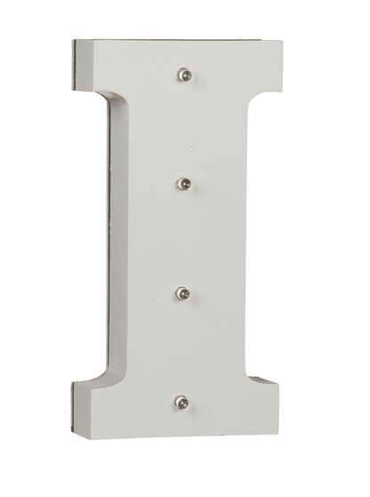 Illuminated wooden letter I, with 4 LED,