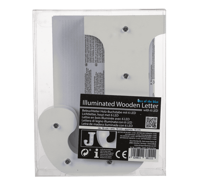 Illuminated wooden letter J, with 6 LED,