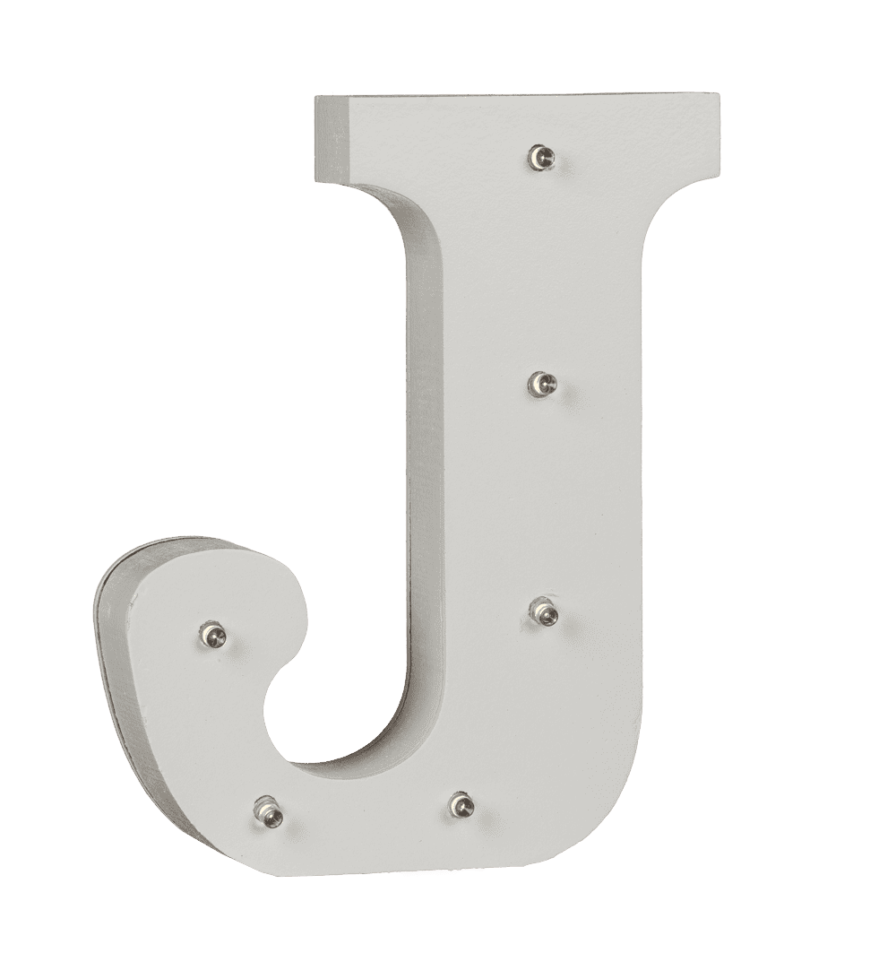 Illuminated wooden letter J, with 6 LED,