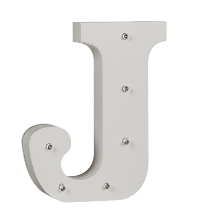 Illuminated wooden letter J, with 6 LED,