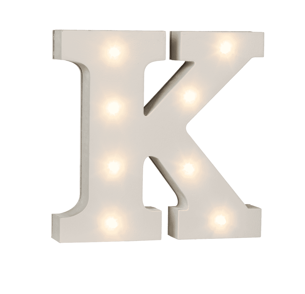 Illuminated wooden letter K, with 8 LED,