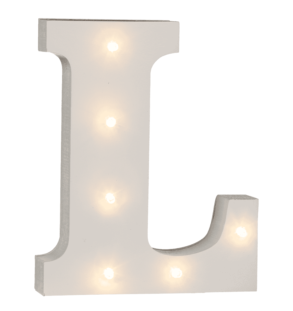 Illuminated wooden letter L, with 6 LED,