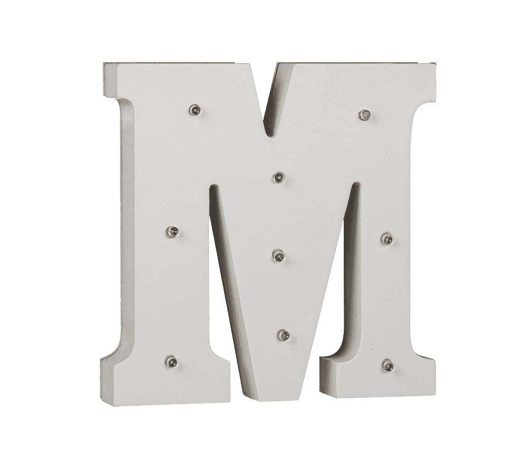 Illuminated wooden letter M, with 9 LED,