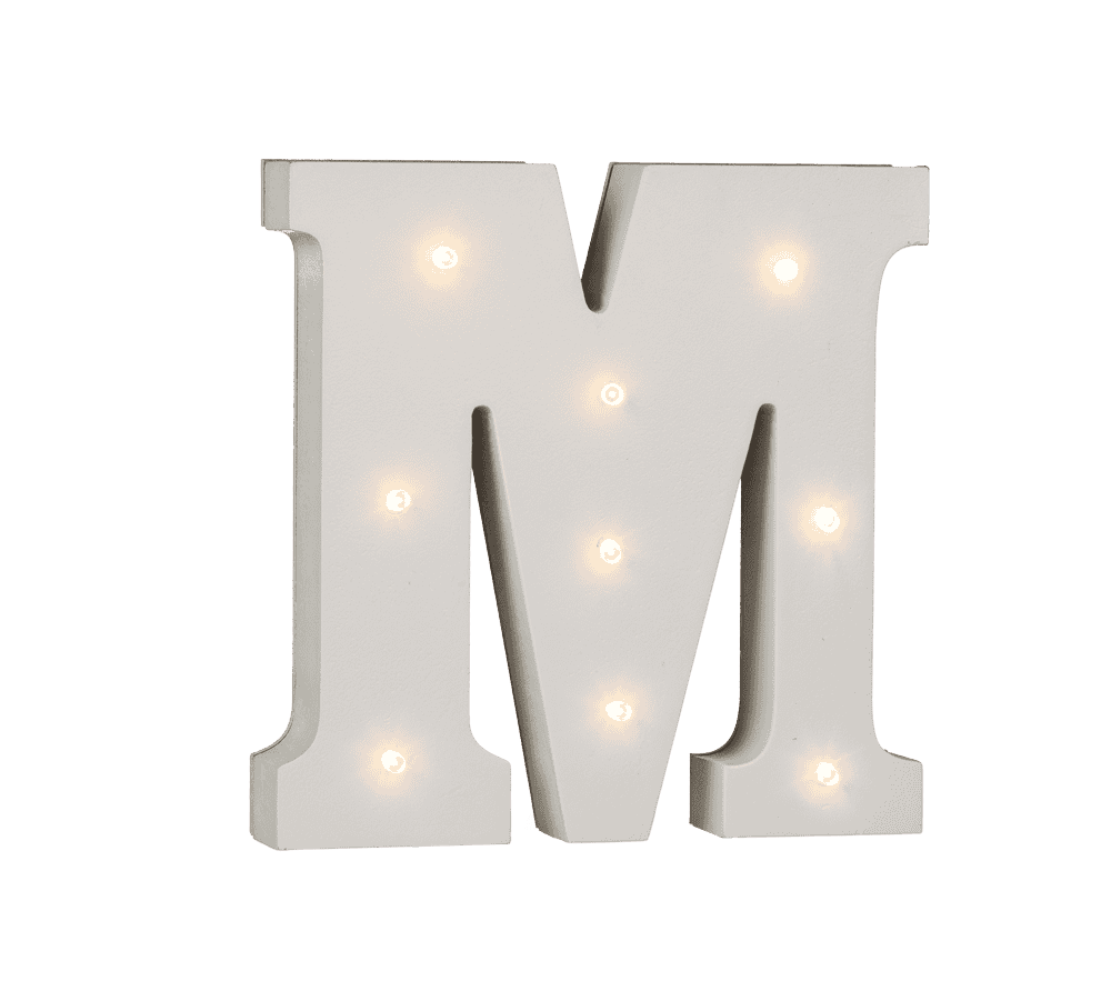 Illuminated wooden letter M, with 9 LED,