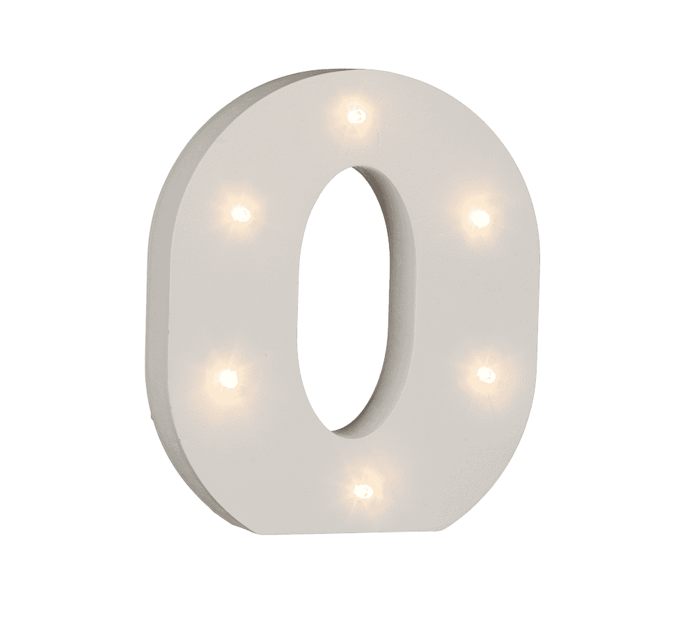 Illuminated wooden letter O, with 6 LED,
