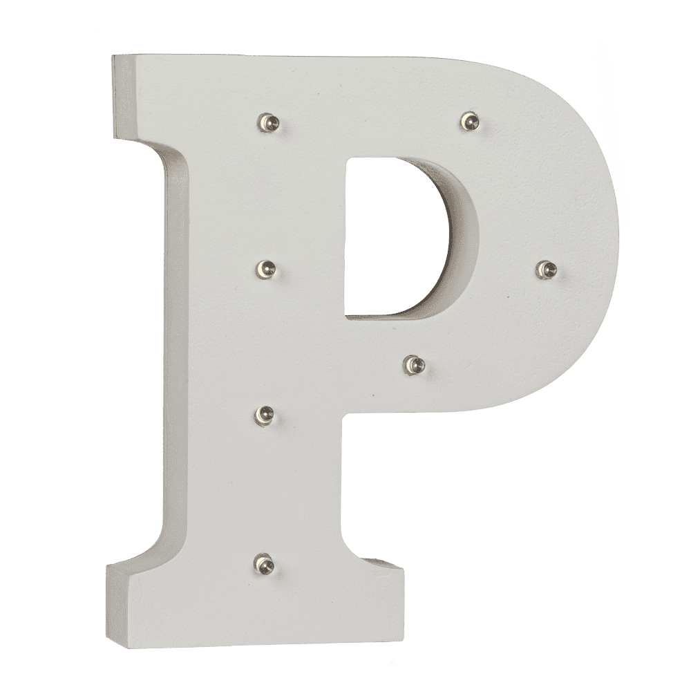 Illuminated wooden letter P, with 7 LED,