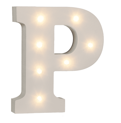 Illuminated wooden letter P, with 7 LED,