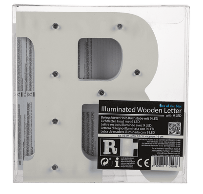 Illuminated wooden letter R, with 9 LED,