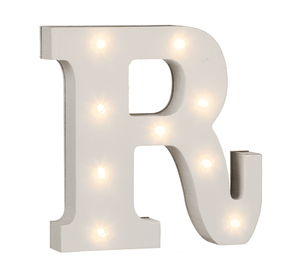 Illuminated wooden letter R, with 9 LED,