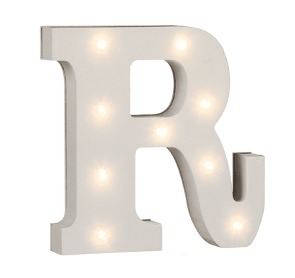 Illuminated wooden letter R, with 9 LED,