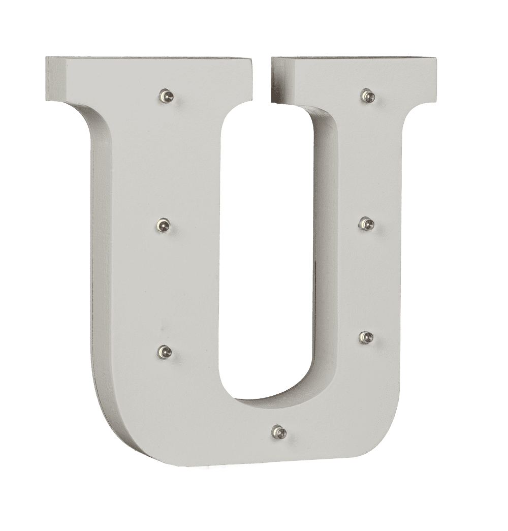 Illuminated wooden letter U, with 7 LED,