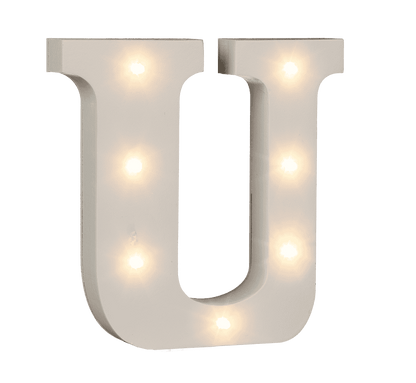 Illuminated wooden letter U, with 7 LED,