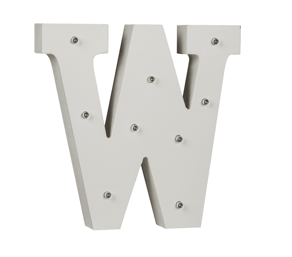 Illuminated wooden letter W, with 9 LED,