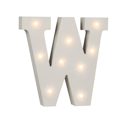 Illuminated wooden letter W, with 9 LED,