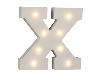 Illuminated wooden letter X, with 8 LED,
