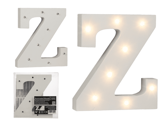Illuminated wooden letter Z,