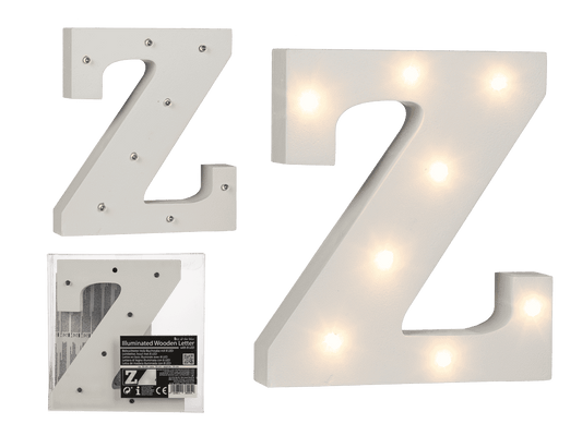 Illuminated wooden letter Z,